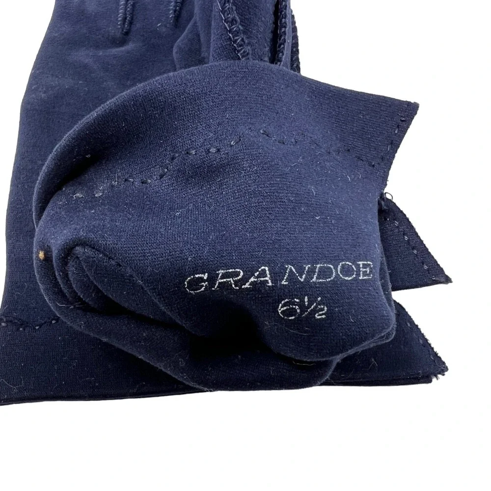 Womens Vintage Gloves Two Pair Navy Blue and White Nylon‎ Size 6 1/2